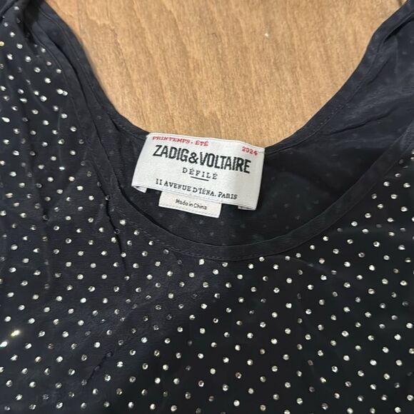 Zadig & Voltaire Carys Rhinestone Embellished Silk Tank - Picture 4 of 5